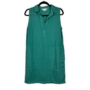 C&C California 100% Linen Dress Teal Green Preppy Size 4 Beachy Coastal